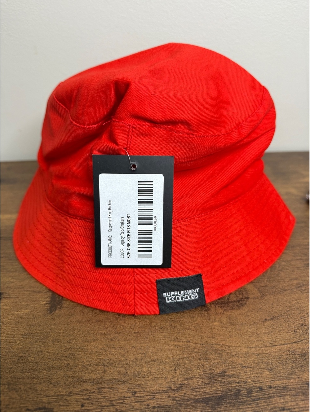 NWT Suppliment King Bucket Hat Red w Shaker Bottle Graphic Internal Lining